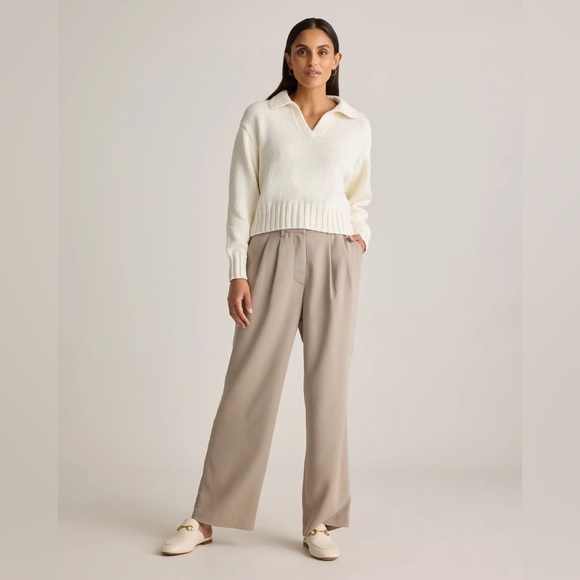 QUINCE women’s Stretch Crepe Pleated Wide Leg Pants - Picture 4 of 16